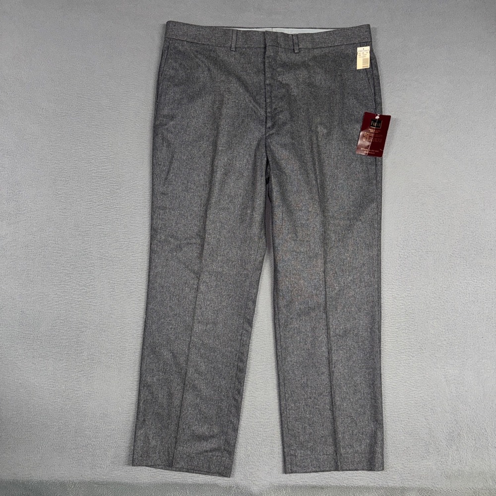 Farah Pants Mens 42x30 Gray Classic Flat Front Trousers Wool Blend Dress NWT